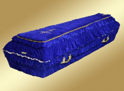 Гроб Бархат синий 1,95х 0,65 м